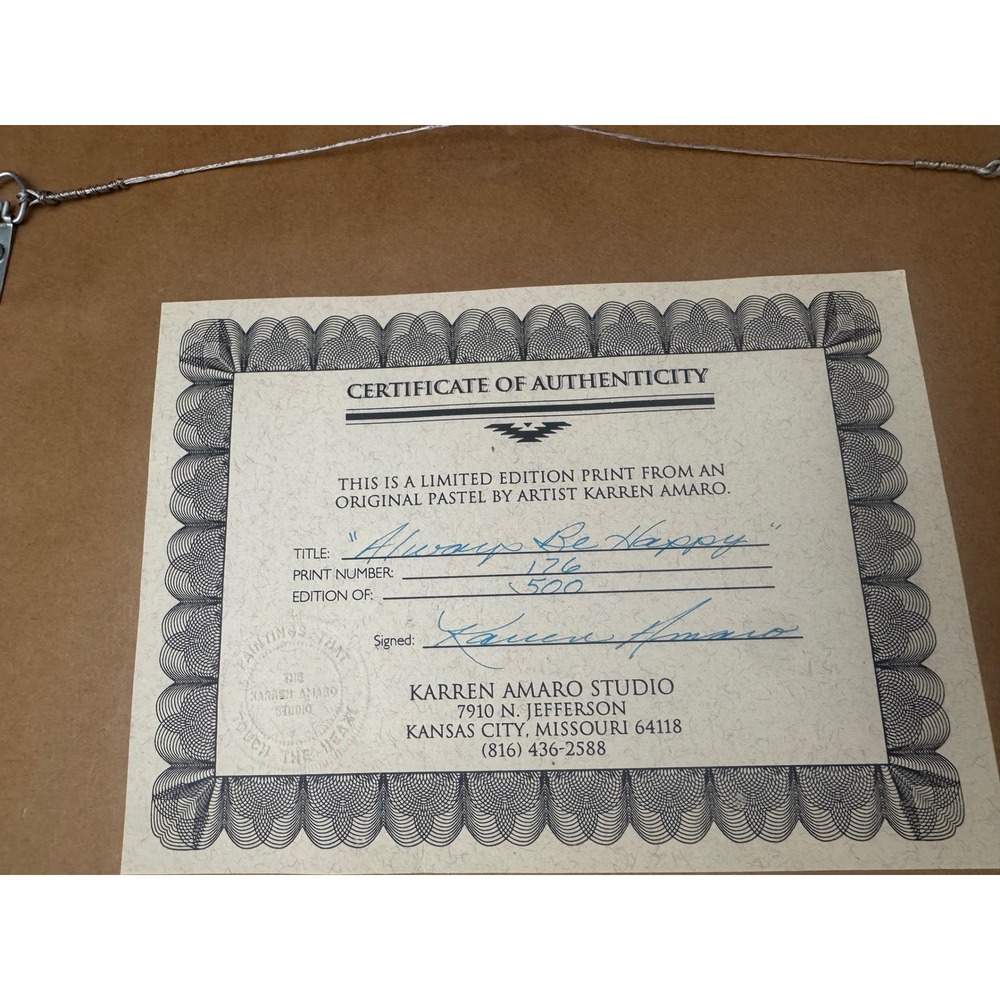 Karren Amaro Always Be Happy Native American Signed Print 176/500 Framed 1989 - Picture 5 of 10